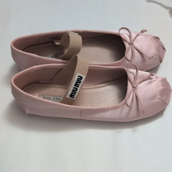 Miu Miu Pink Satin Ballet Flats - Picture 14 of 16